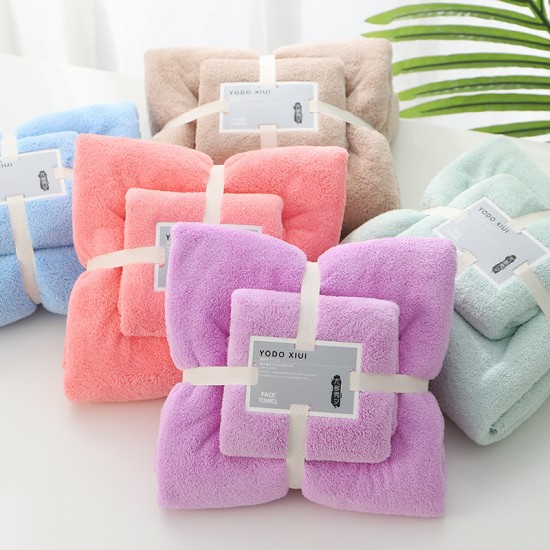 Coral fleece towel sets, one for each towel and bath towel, soft and absorbent, embroidered with logos, suitable for daily use and promotional gifts. Coral fleece towel sets, one for each towel and bath towel, soft and absorbent, embroidered with logos, suitable for daily use and promotional gifts.