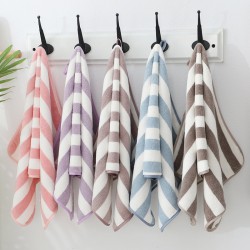 Cationic high-density warp-knitted coral fleece towels with embroidered logos, available for supermarket labor protection.