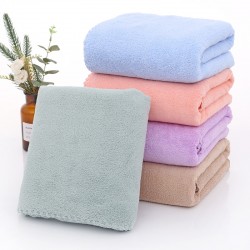 Solid coral fleece bath towels, absorbent and soft, suitable for bathing, gyms, and hotels, daily use, couples' gift.