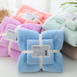 Coral fleece towel sets, one for each towel and bath towel, soft and absorbent, embroidered with logos, suitable for daily use and promotional gifts.