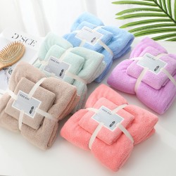 Coral fleece towel sets, one for each towel and bath towel, soft and absorbent, embroidered with logos, suitable for daily use and promotional gifts.