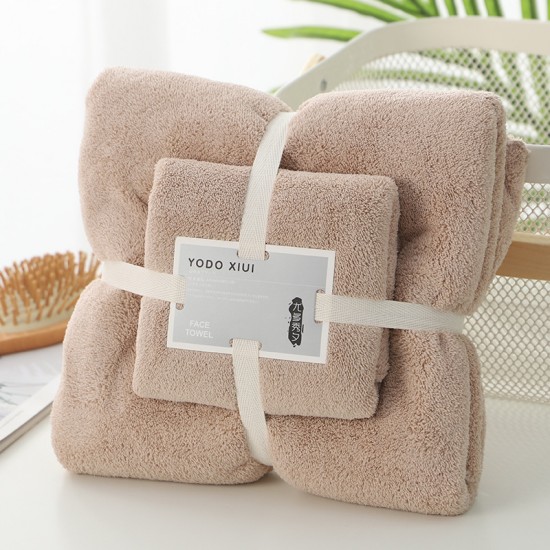 Coral fleece towel sets, one for each towel and bath towel, soft and absorbent, embroidered with logos, suitable for daily use and promotional gifts. Coral fleece towel sets, one for each towel and bath towel, soft and absorbent, embroidered with logos, suitable for daily use and promotional gifts.