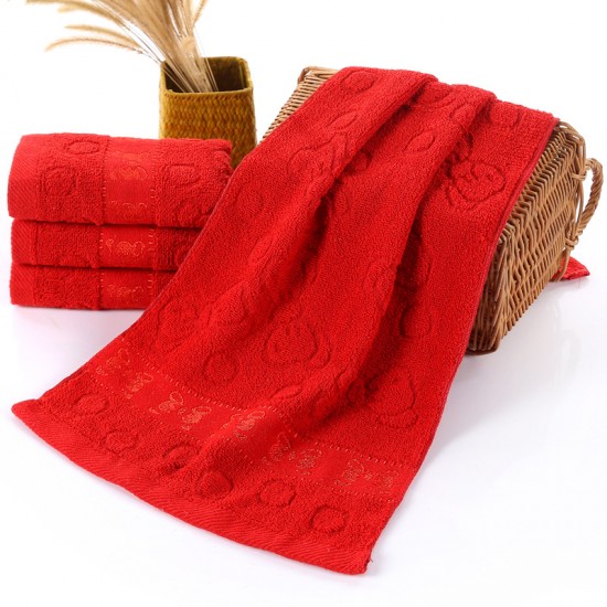 Wholesale red wedding towels, wedding gifts, return gifts, thickened cotton towels with embroidered wedding characters, customizable. Wholesale red wedding towels, wedding gifts, return gifts, thickened cotton towels with embroidered wedding characters, customizable.