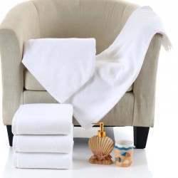 21-ply 600g bath towels, absorbent and durable, pure cotton bath towels, Gaoyang manufacturer's wholesale white bath towels for hotels.