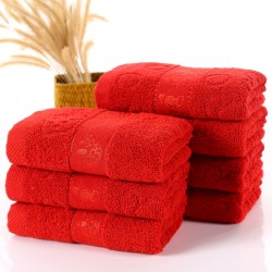 Wholesale red wedding towels, wedding gifts, return gifts, thickened cotton towels with embroidered wedding characters, customizable.