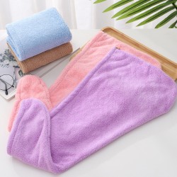 Manufacturer's new solid-color coral fleece shower caps with absorbent, thickened, and embroidered hair drying caps for promotional distribution
