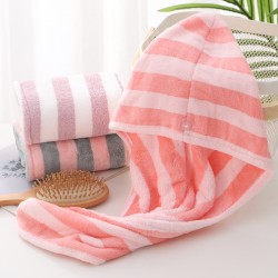 Cationic coral fleece dryer caps, wholesale winter hoodies, absorbent, thickened, multi-colored, no-blow-drying, simple embroidered gifts.