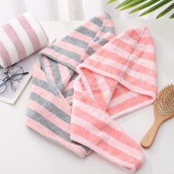 Cationic coral fleece dryer caps, wholesale winter hoodies, absorbent, thickened, multi-colored, no-blow-drying, simple embroidered gifts.