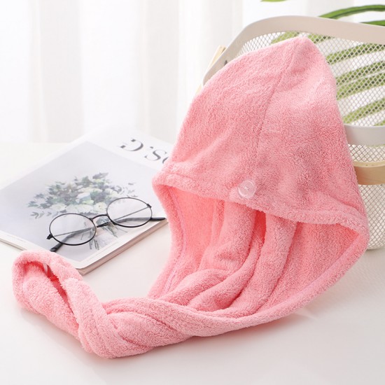 Manufacturer's new solid-color coral fleece shower caps with absorbent, thickened, and embroidered hair drying caps for promotional distribution Manufacturer's new solid-color coral fleece shower caps with absorbent, thickened, and embroidered hair drying caps for promotional distribution