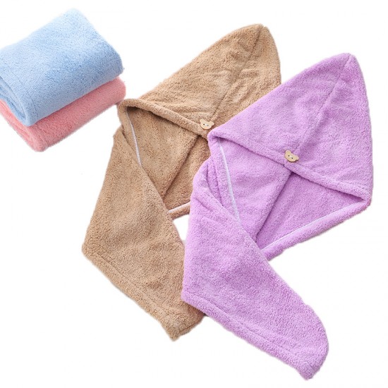 Manufacturer's new solid-color coral fleece shower caps with absorbent, thickened, and embroidered hair drying caps for promotional distribution Manufacturer's new solid-color coral fleece shower caps with absorbent, thickened, and embroidered hair drying caps for promotional distribution