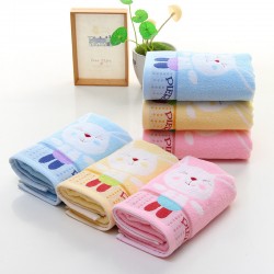 Cotton towel manufacturer, 32-ply cartoon rabbit face towels, wholesale gift towels.
