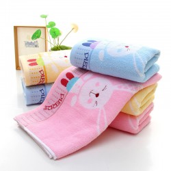 Cotton towel manufacturer, 32-ply cartoon rabbit face towels, wholesale gift towels.